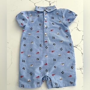 Janie and Jack Baby Bulldog Oxford Romper